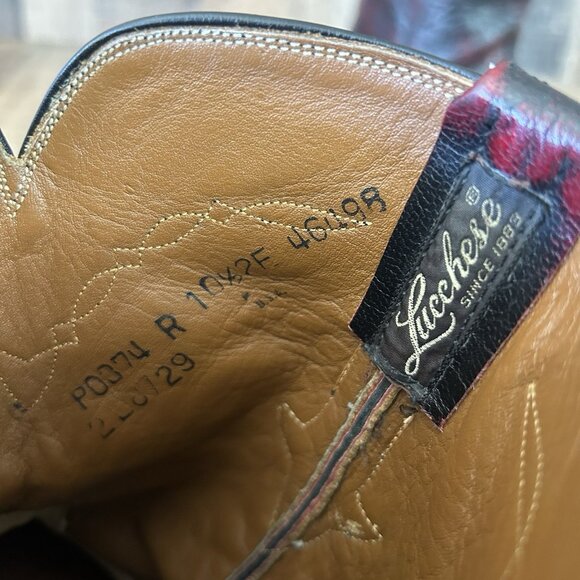 Lucchese Classics P0374 Black Cherry Roper Western Cowboy Boots Mens 10.5 EE - Picture 4 of 12